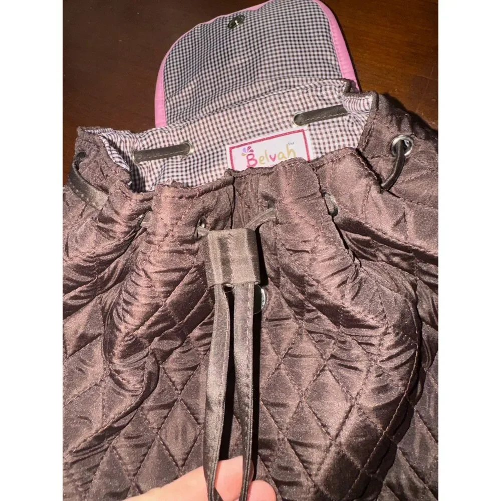 Belvah NWT Quilted Backpack with 1 or 2 Straps Brown and Pink